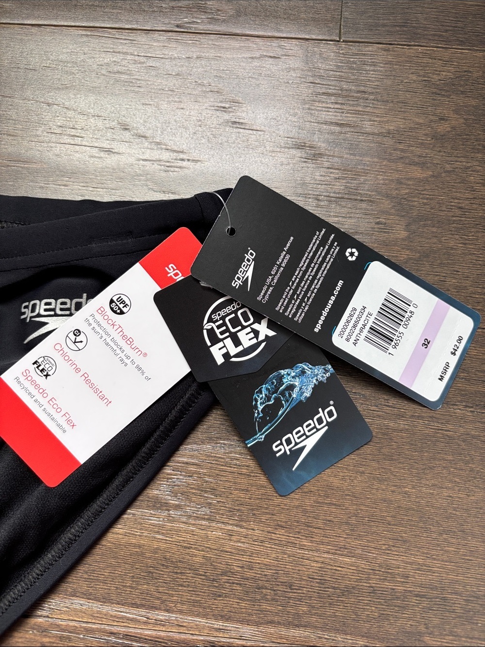Speedo Anthracite UPF 50+, chlorine resistant, Eco flex performance swim briefs - Picture 3 of 6